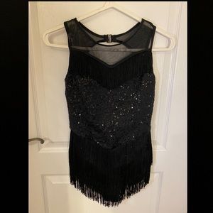 Black dance costume with sequins